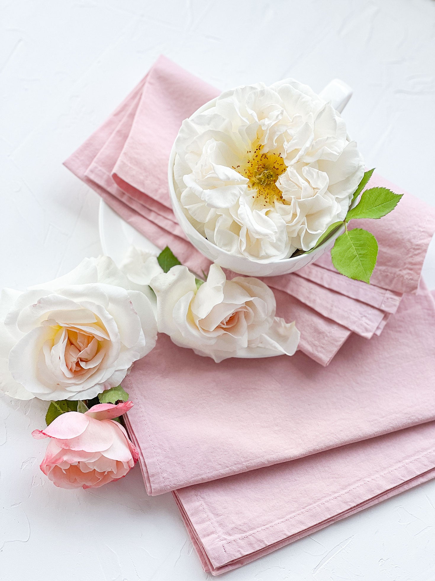 Cloth blush washed cotton napkins set 4 hand dyed 16inch