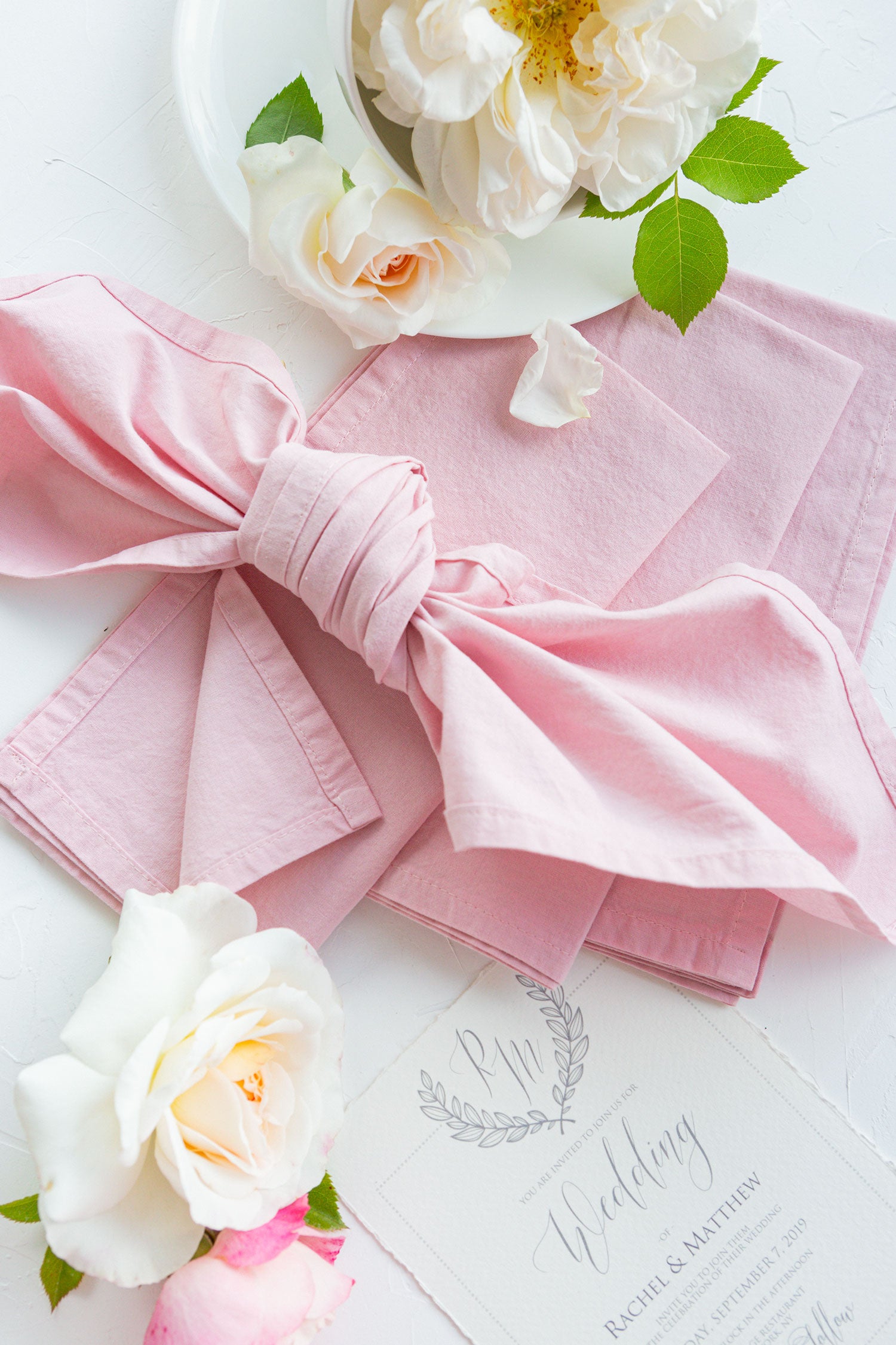 Blush cloth pre-washed cotton napkins set 4 hand dyed 16inch size