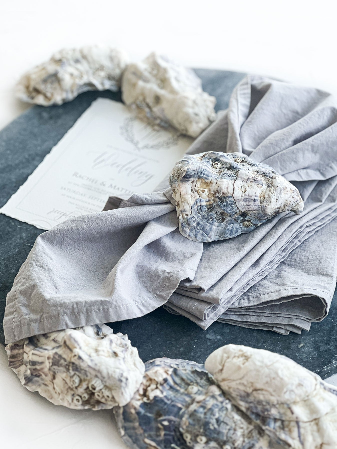 Light gray neutral color wedding napkins