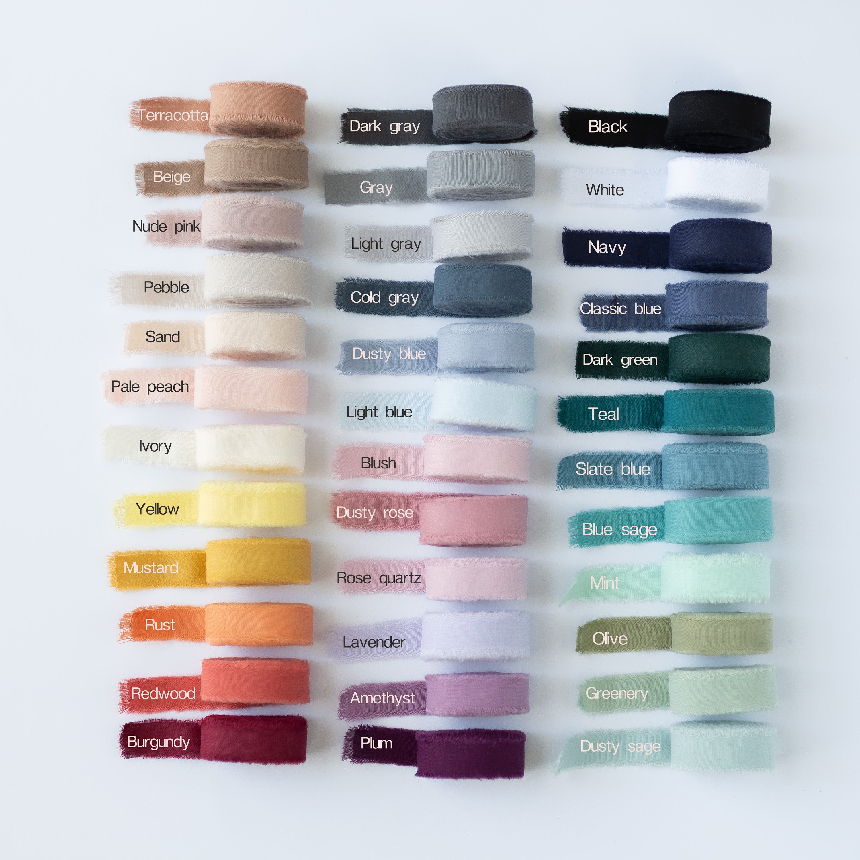 36 colors hand dyed frayed edge ribbons
