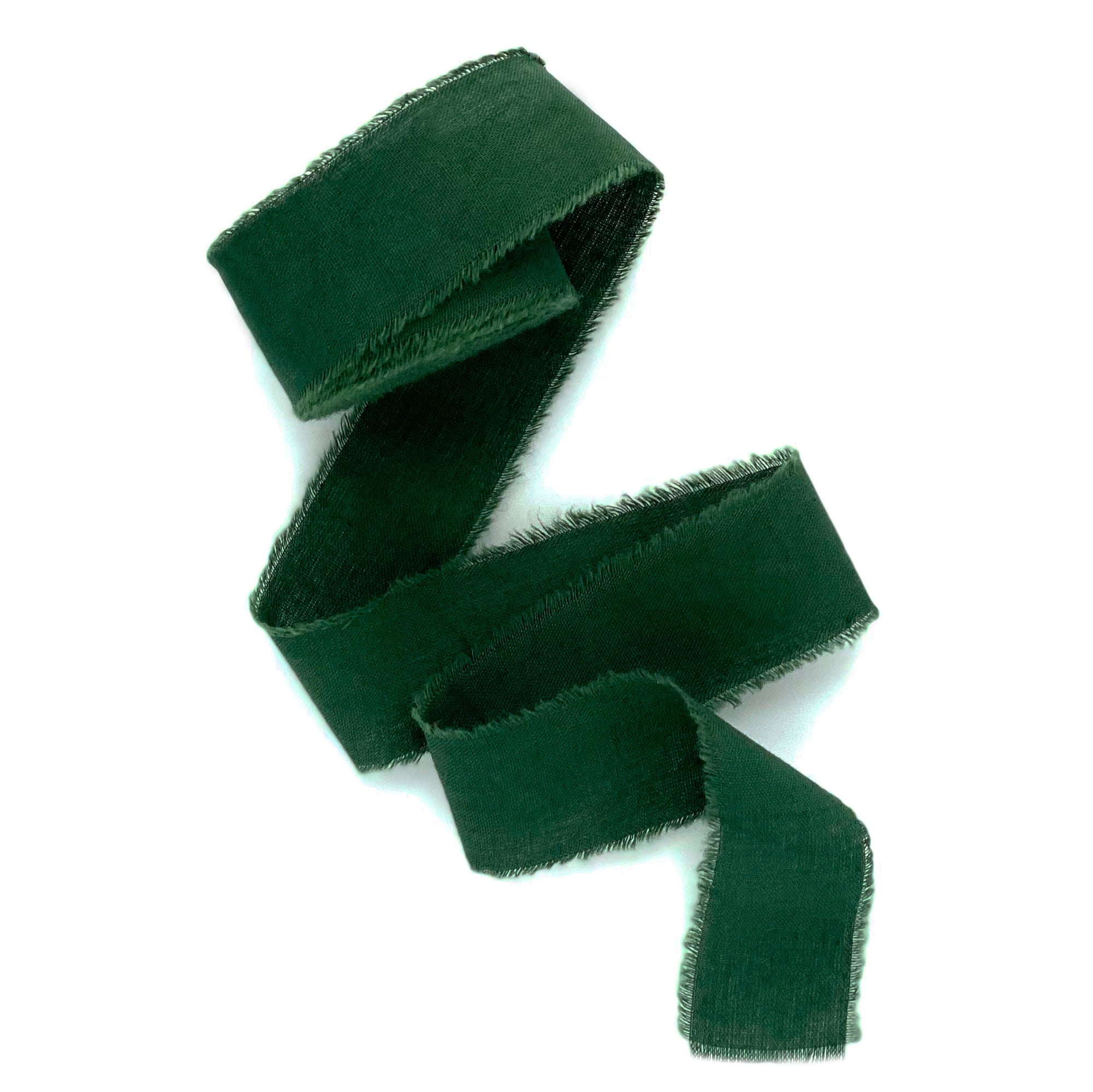 Silk cotton christmas ribbon dark green 1 inch