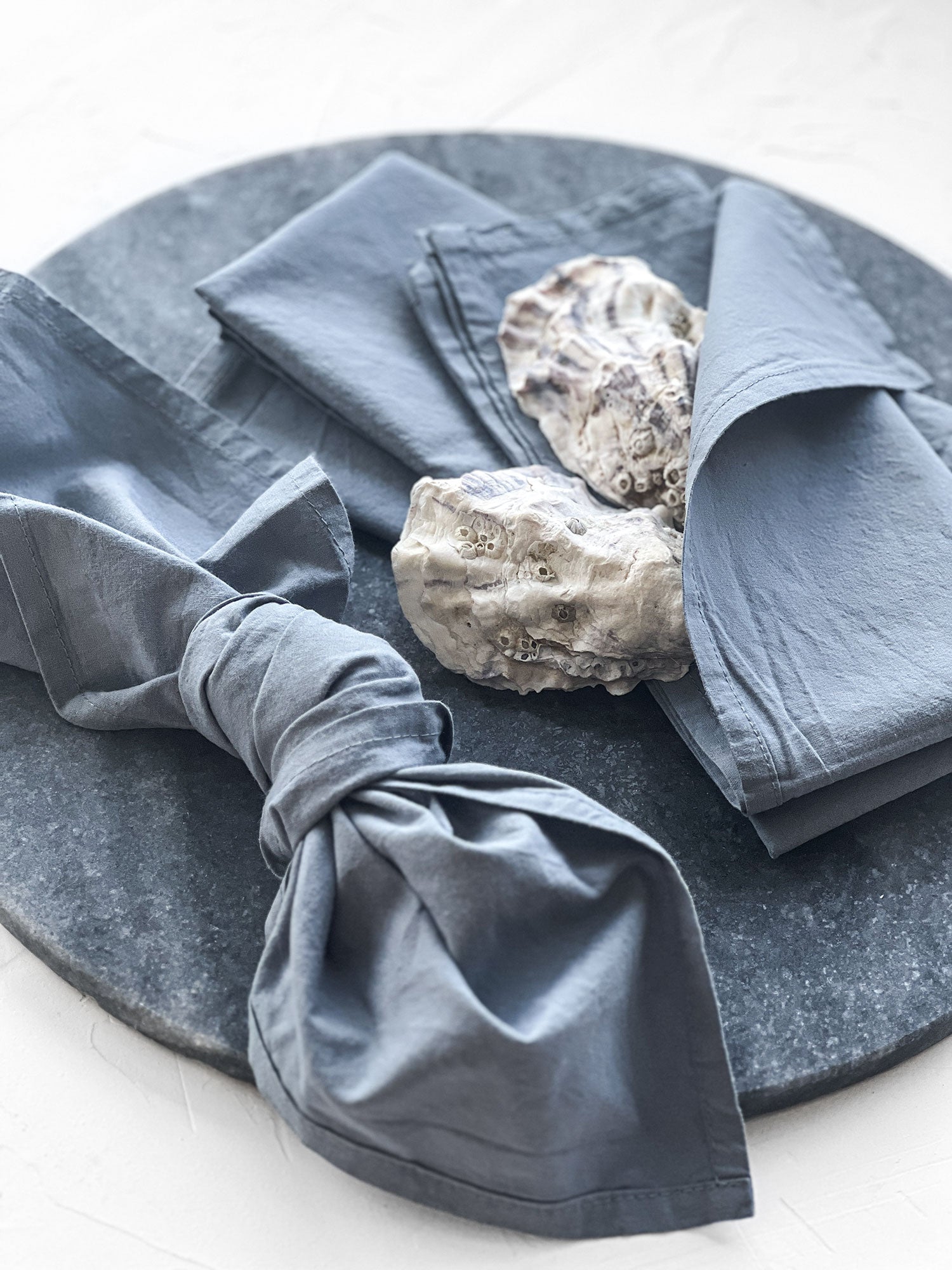 Dusty blue washed cotton napkins table secor