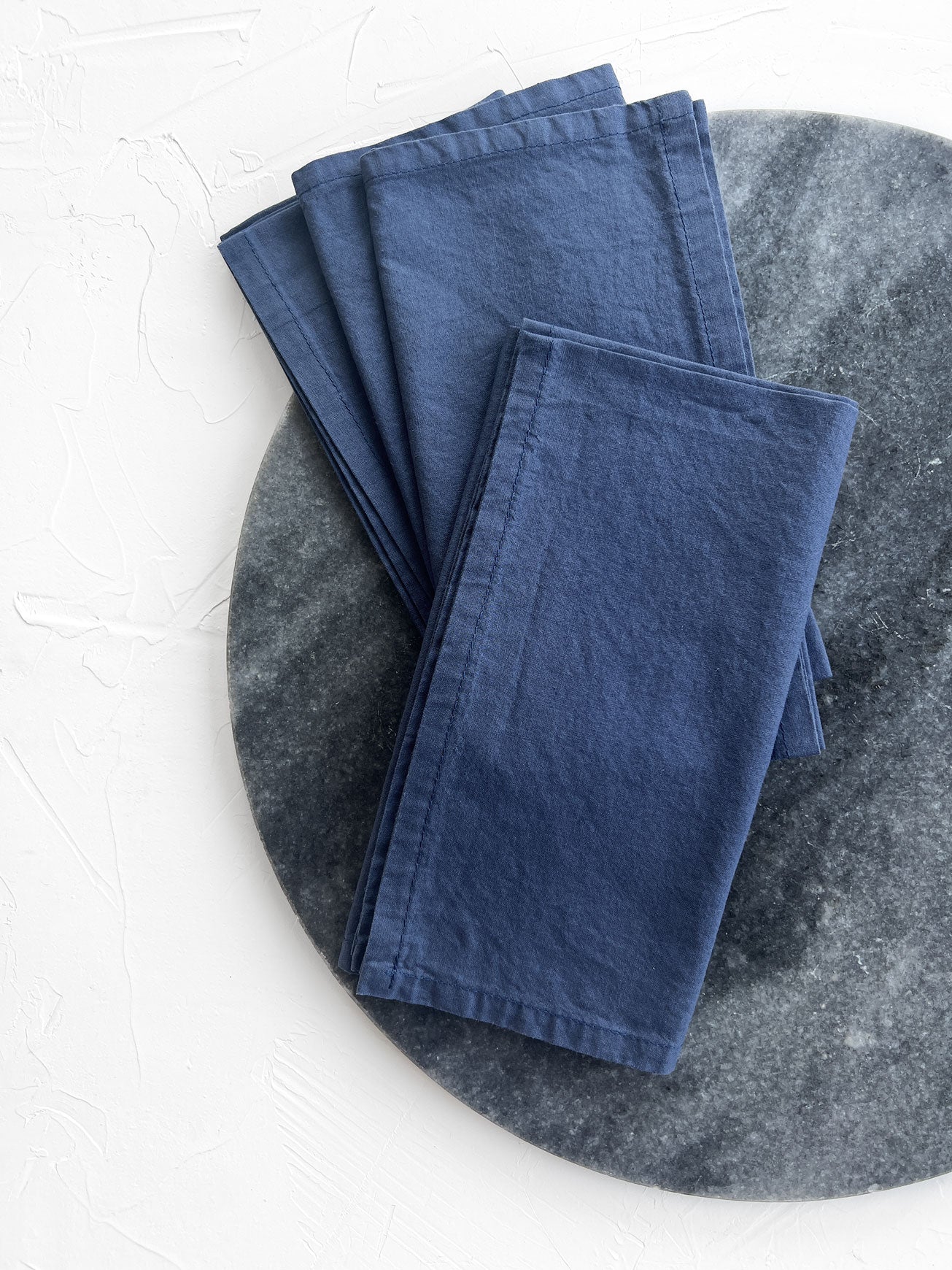 set of 4 handmade blue washed cotton napkins