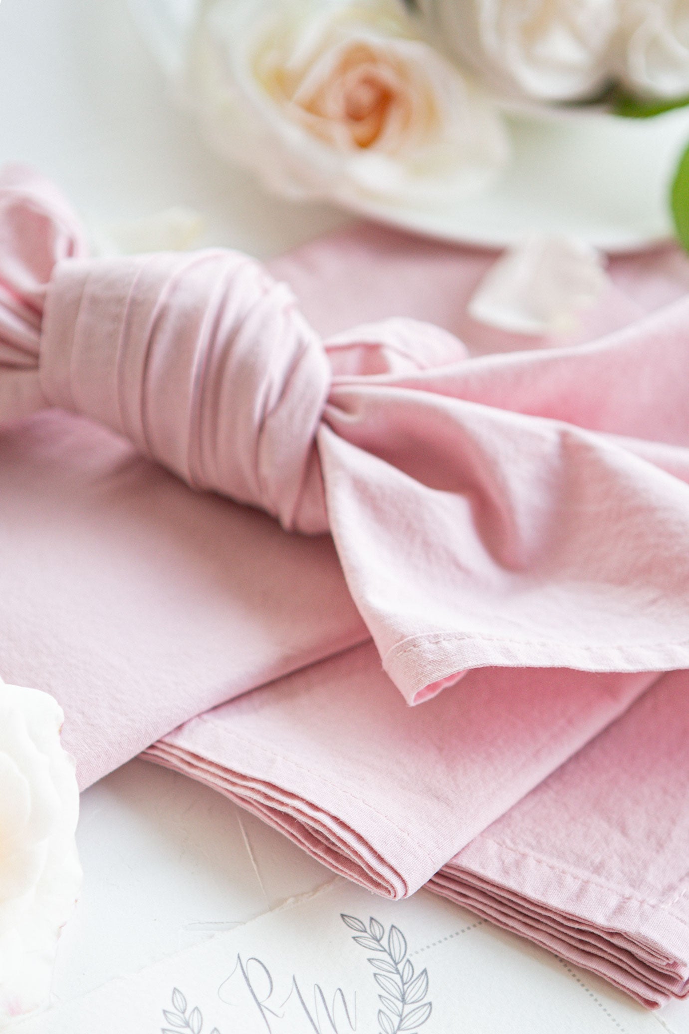 Blush cloth pre-washed cotton napkins set 4 hand dyed 16inch