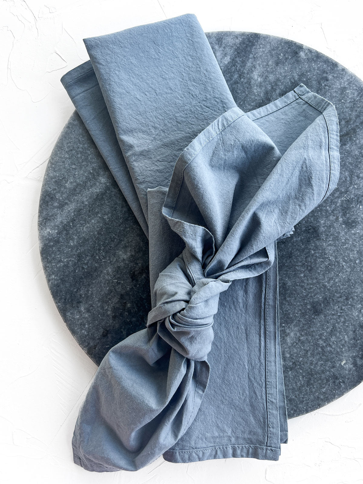 Dusty blue cotton cloth dinner napkins set 4