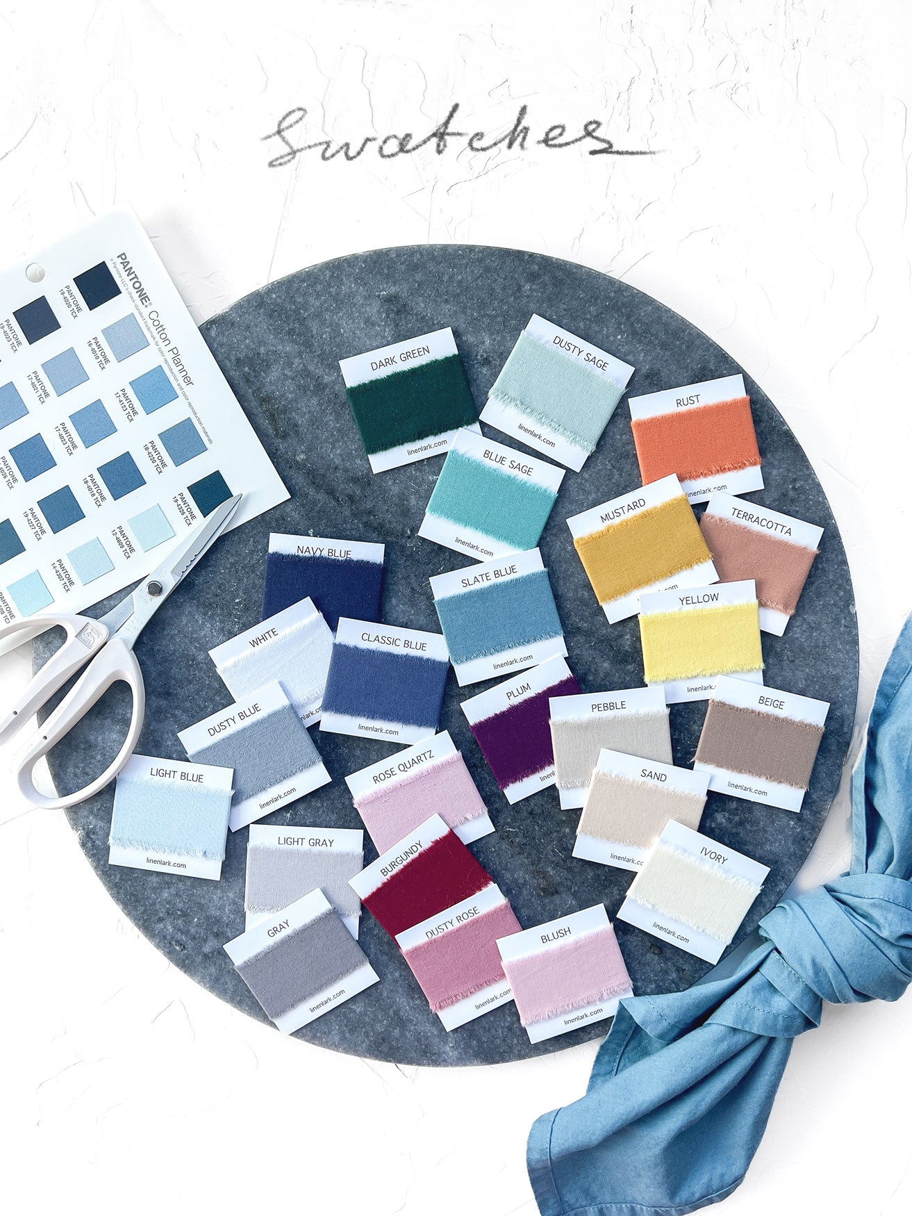 hand dyed cotton napkins color samples palette