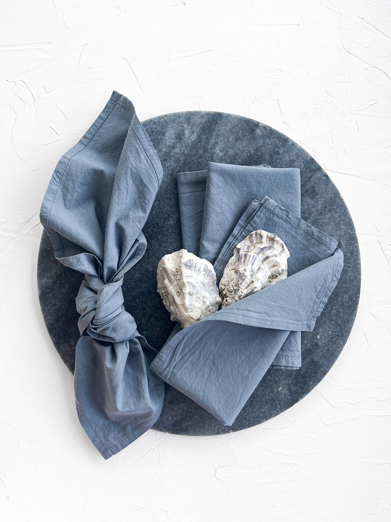 Dusty blue hand dyed napkins for wedding