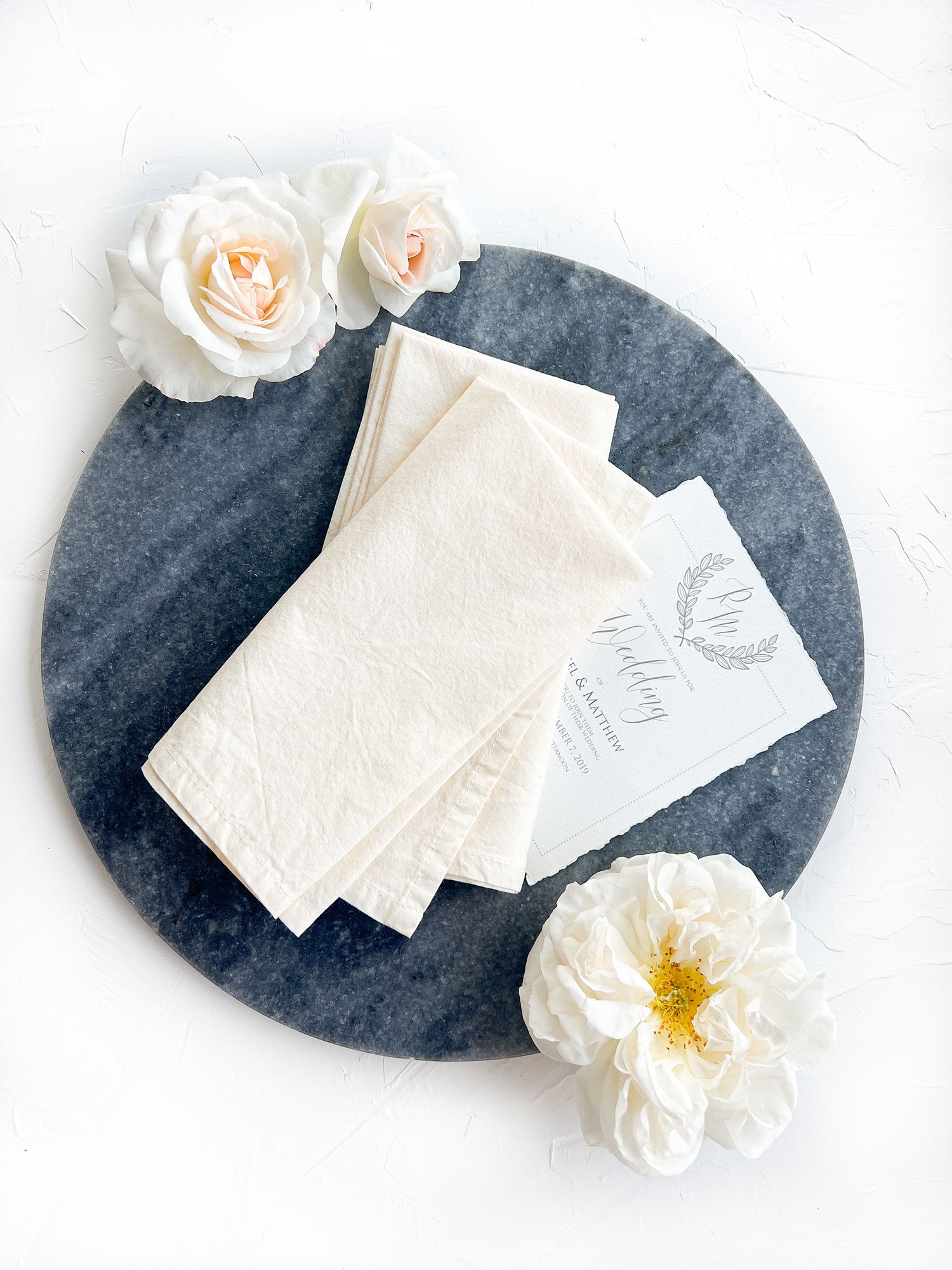 Ivory washed cotton dinner napkins set 16 inch size