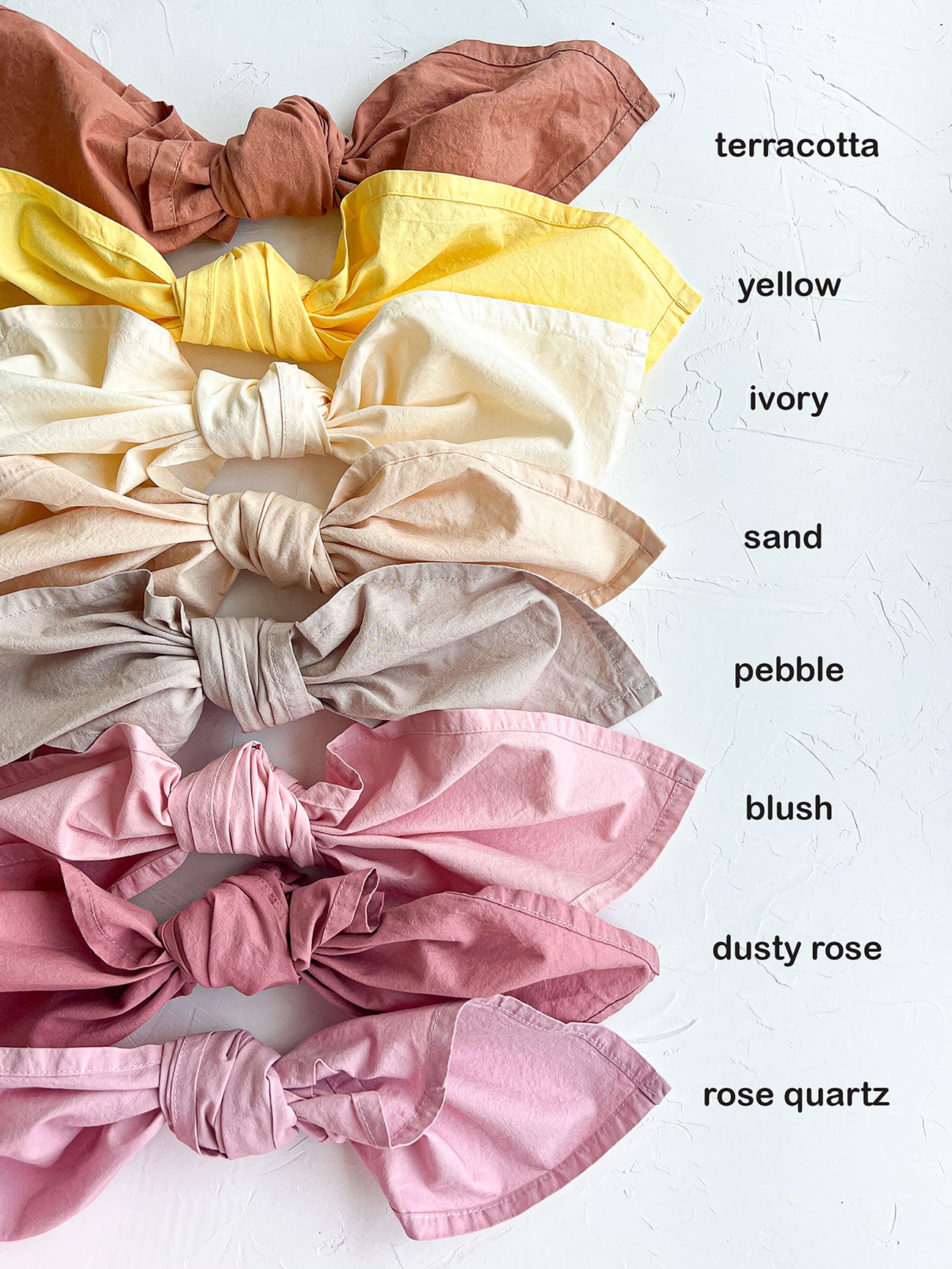 color palette of hand dyed napkins - pink tint