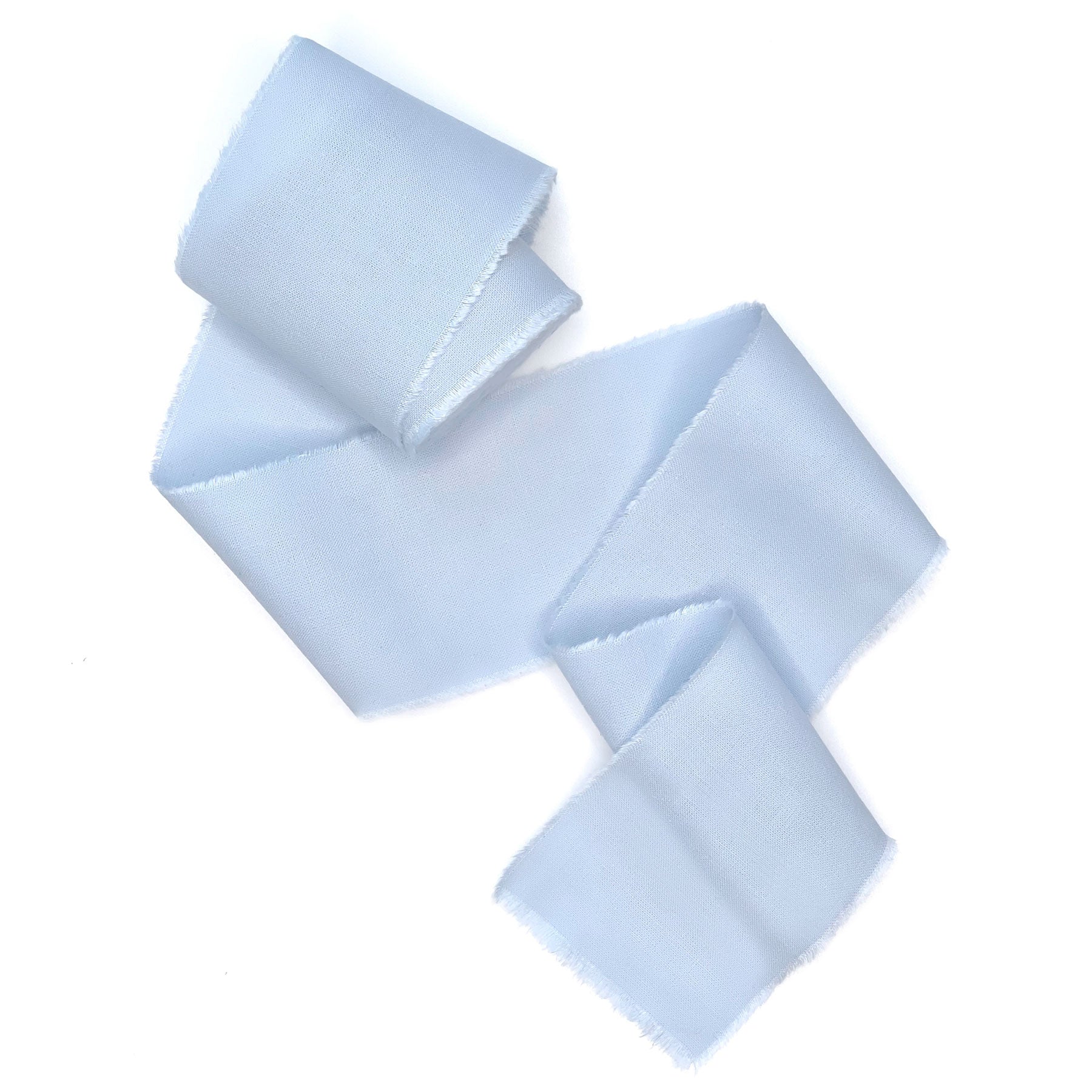 Light blue frayed edges hand-dyed ribbon