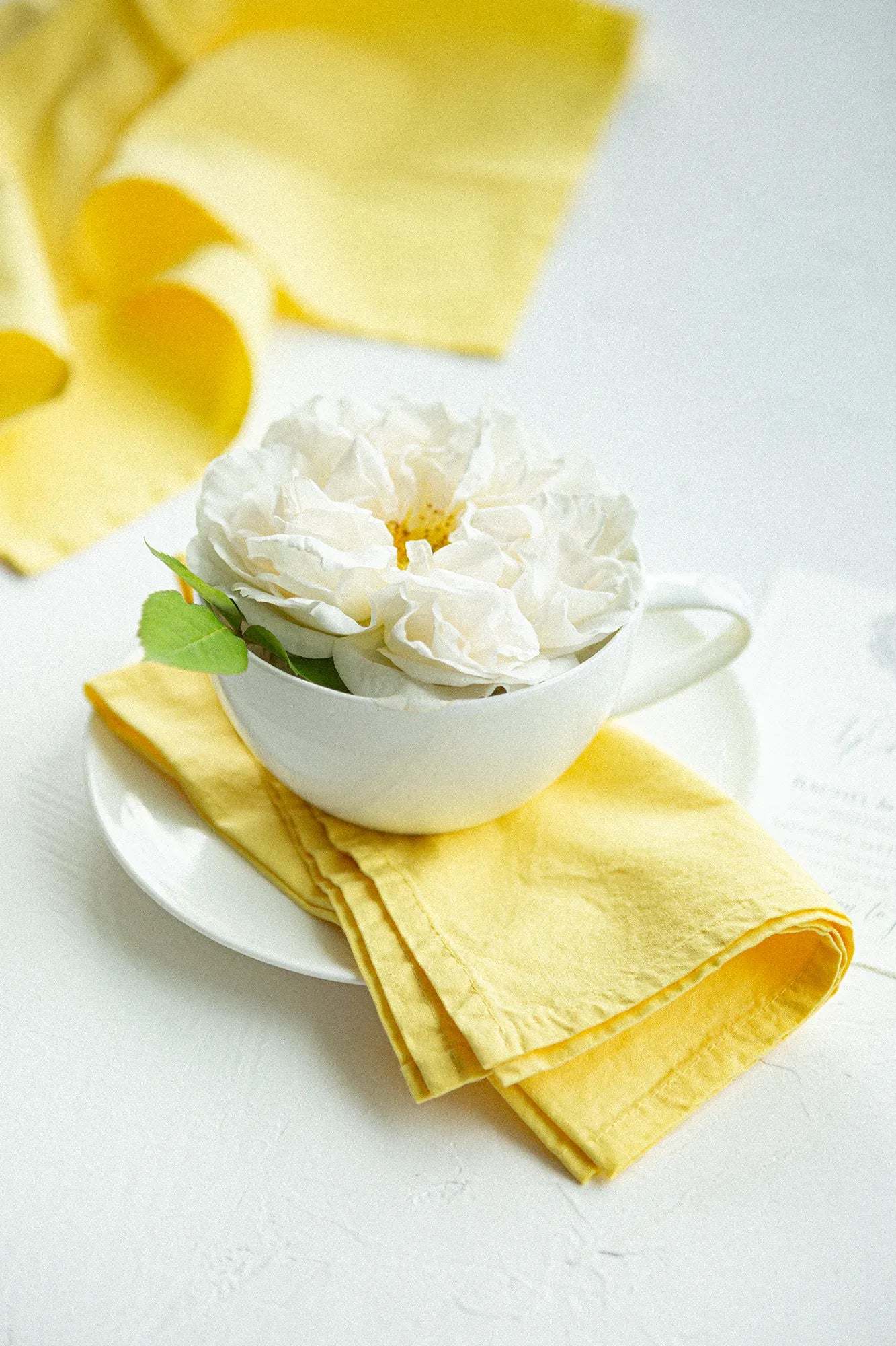 Yellow cotton hand dyed napkins for wedding table