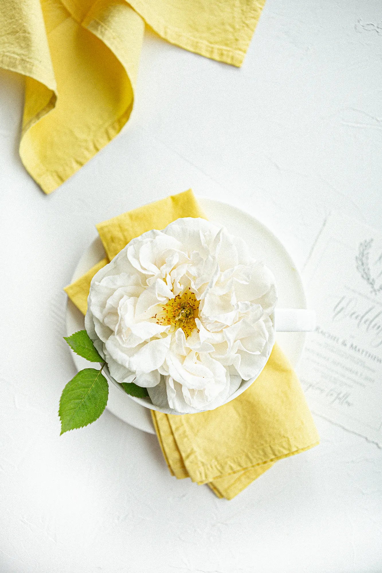 yellow handmade napkins for tea table serving